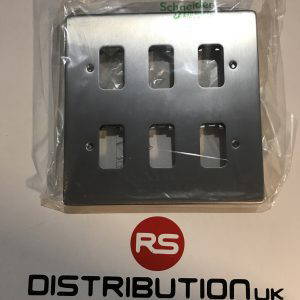 Schneider 6 Module Brushed Chrome Grid Plate GUGL06BC