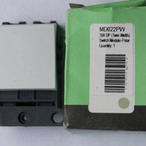 Scolmore Click Minigrid MD022PW 20A DP double width switch module Polar White