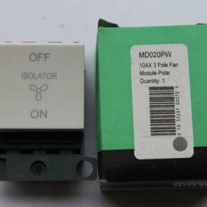 Scolmore Click Minigrid MD020PW 10AX DP double width 3P Fan module Polar White