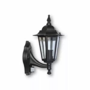 Deta L2843B Coach Lantern with PIR - 6 Panel (Black)