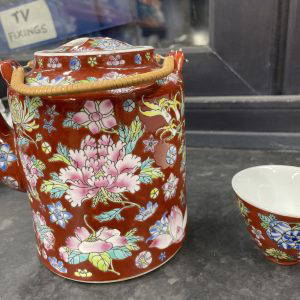 Vintage Chinese Tea Pot With Small Bowl