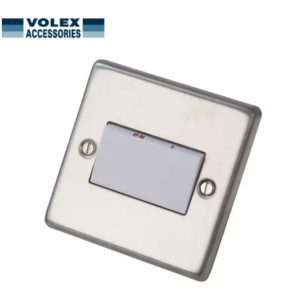 Volex 6A Triple Pole Fan Isolator White Insert Brushed Stainless Steel