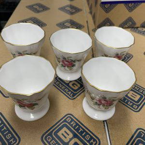 Vintage Spode Billingsley Rose Spray Bone China 5.5cm High Set Of 5 Egg Cups
