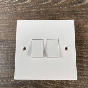 Deta Vimark V1204 2G 10A 10AX 2W Square Frame Plate Double Light Switch White