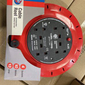 4 WAY 10M CABLE EXTENSION REEL LEAD MAINS SOCKET 13AMP ELECTRICAL