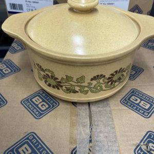 Staffordshire Potteries Kiln Craft 70's Casserole Dish Vintage Retro Clematis