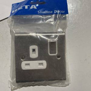 Deta SD1207SSW 13a 1 gang switched socket stainless steel/white