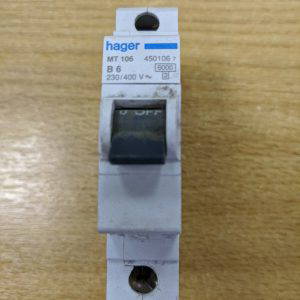Hager MT106 B6 450106 7 Type B Single Pole MCB Circuit Breaker 230/400v 6amp