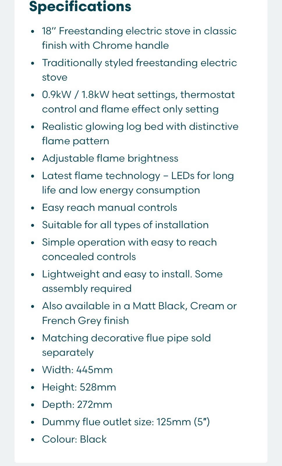 Be Modern 1.8kW Colman 18" Electric Stove - Black - Image 2