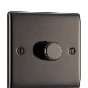 BG Electrical Single Wall Dimmer Switch, 2 Way, Raised Profile, Black Nickel