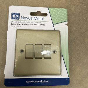 BG 3 Gang Pearl Nickel Light Switch NPR43