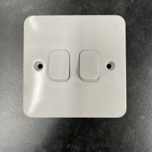 Schneider Lisse White Moulded - Double 2 Way Light Switch, 10AX, GGBL1022