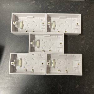 5 x Surface Mounted 35mm Back Box Wall Pattress Double 2 Gang Electrical Socket