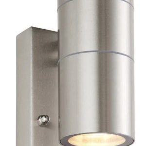 Outdoor Light Silver Scope Double Spot IP65 Stainless Steel Photocell & PIR